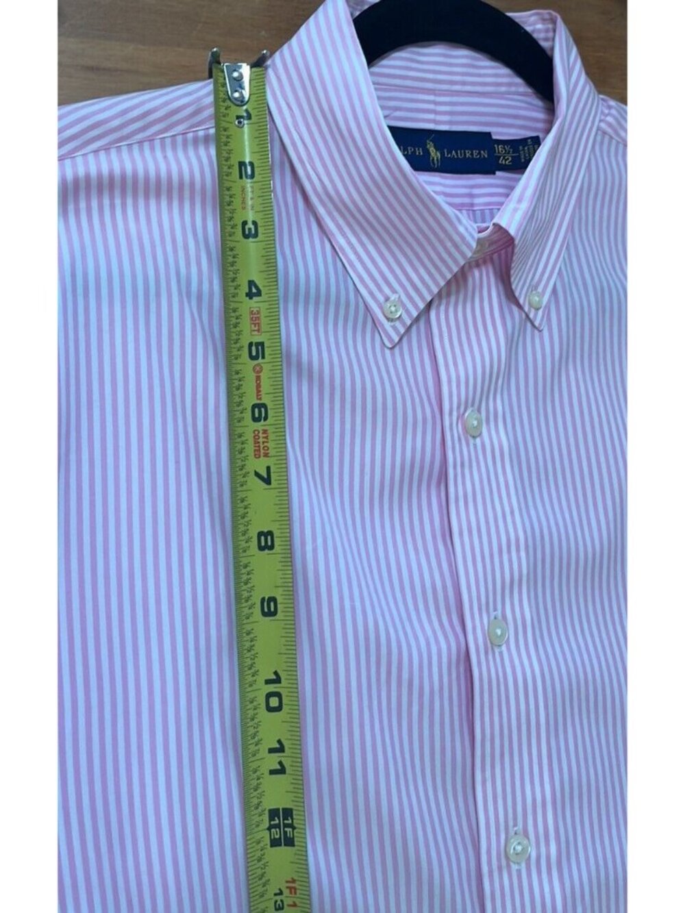 Ralph Lauren pink&white stripe button down shirt men’s sz 16.5/42 100% cotton pr - Picture 8 of 12